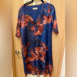 NWT Pure silk lovely shirt dress Fits like XL